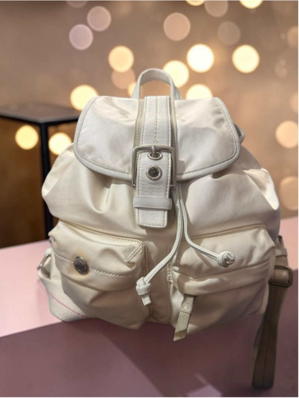 Vintage (2004) Coach Signature Sateen Suede Hobo Handbag (Style 1898).